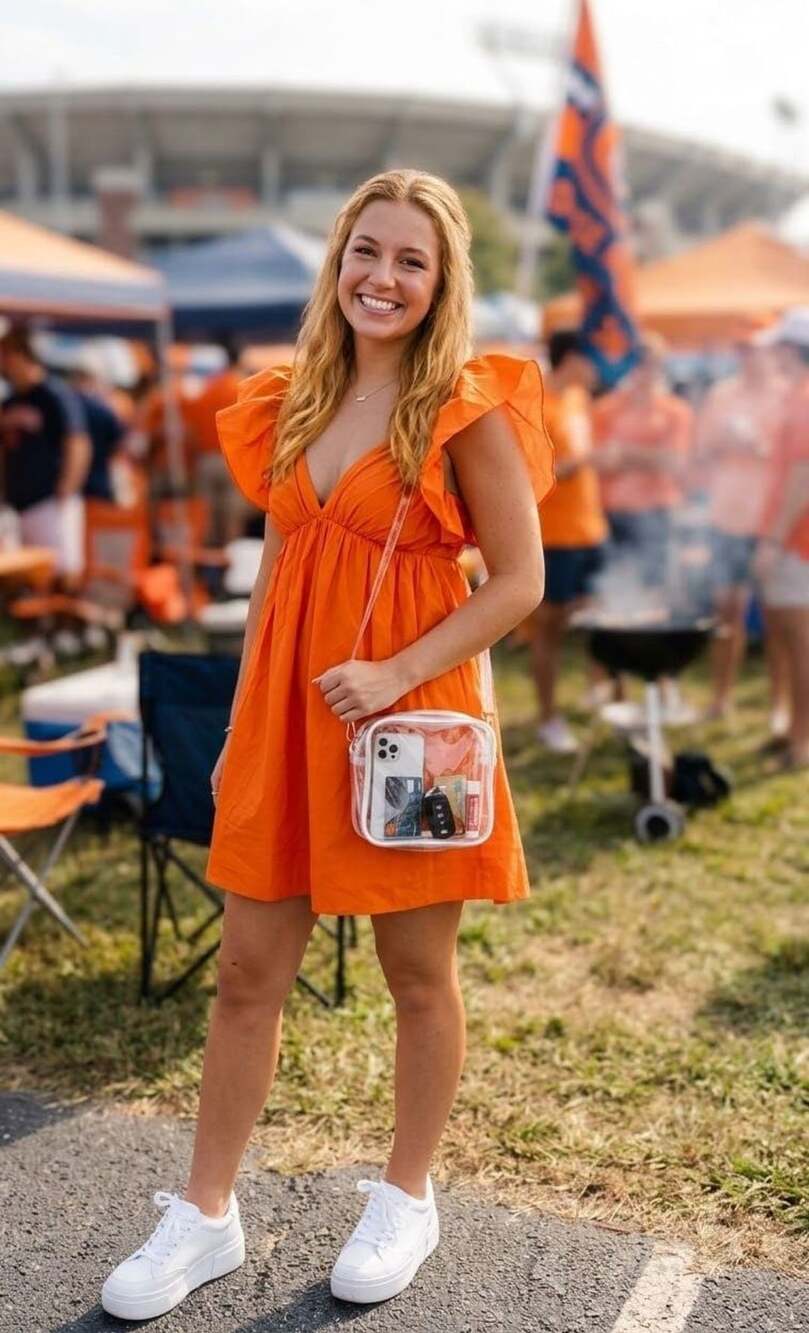 Day + Moon Game Day Lover Dress in Orange size small